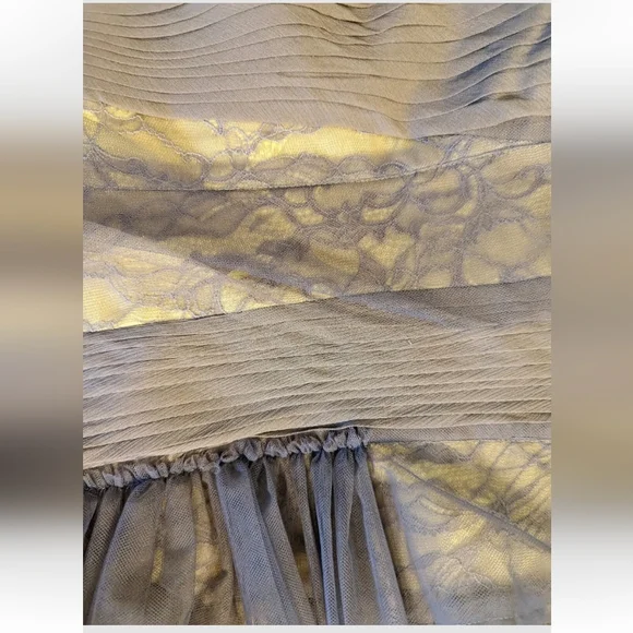 BCBG MaxAzria Runway Sz 2 Tulle Lace Yellow Asymmetric Bodycon Dress Retail $429 - Picture 7 of 16